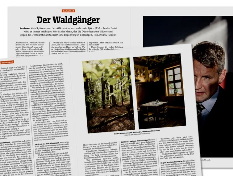 Ausriss des Spiegel-Porträts Der Waldgänger über Björn Höcke.