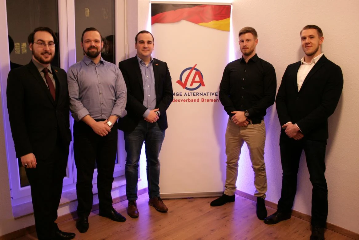 Gruppenbild des Vorstands der Jungen Alternative Bremen vom 27. Januar 2018.
